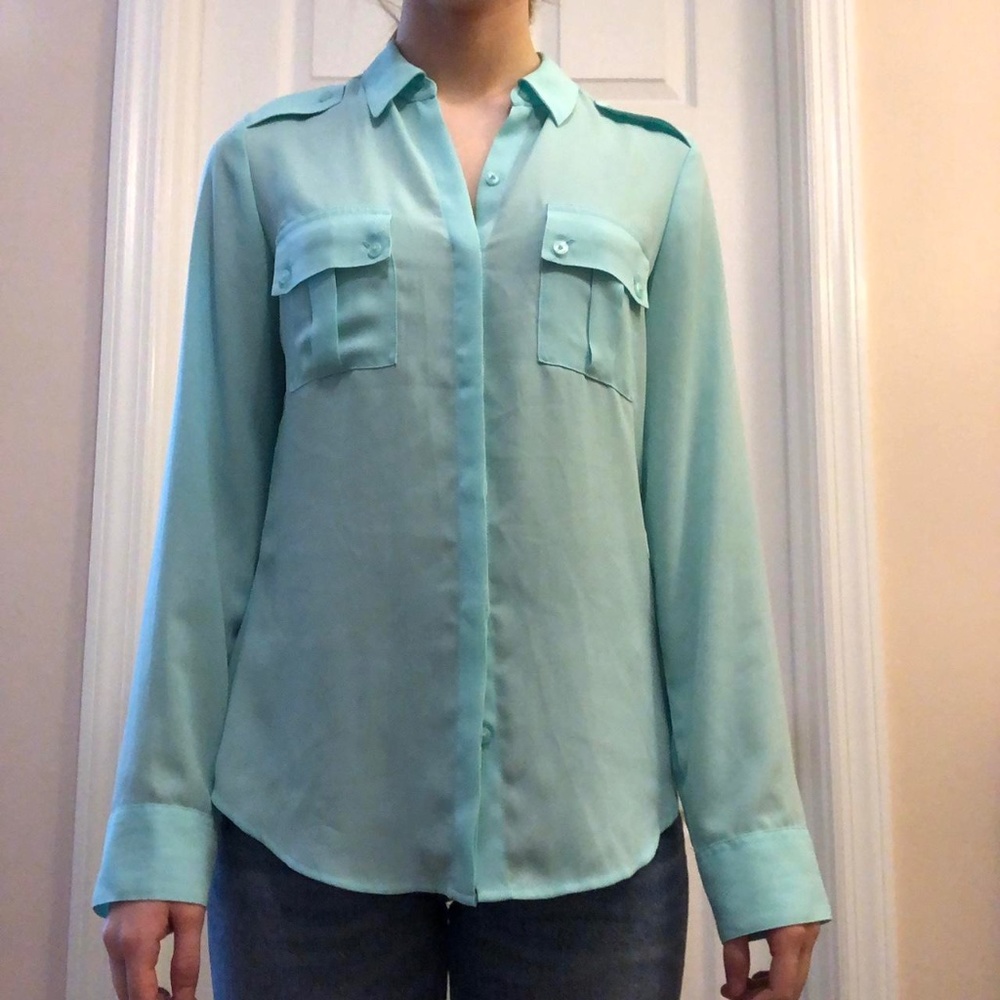 Mint Button Up Blouse - Size XS from Express